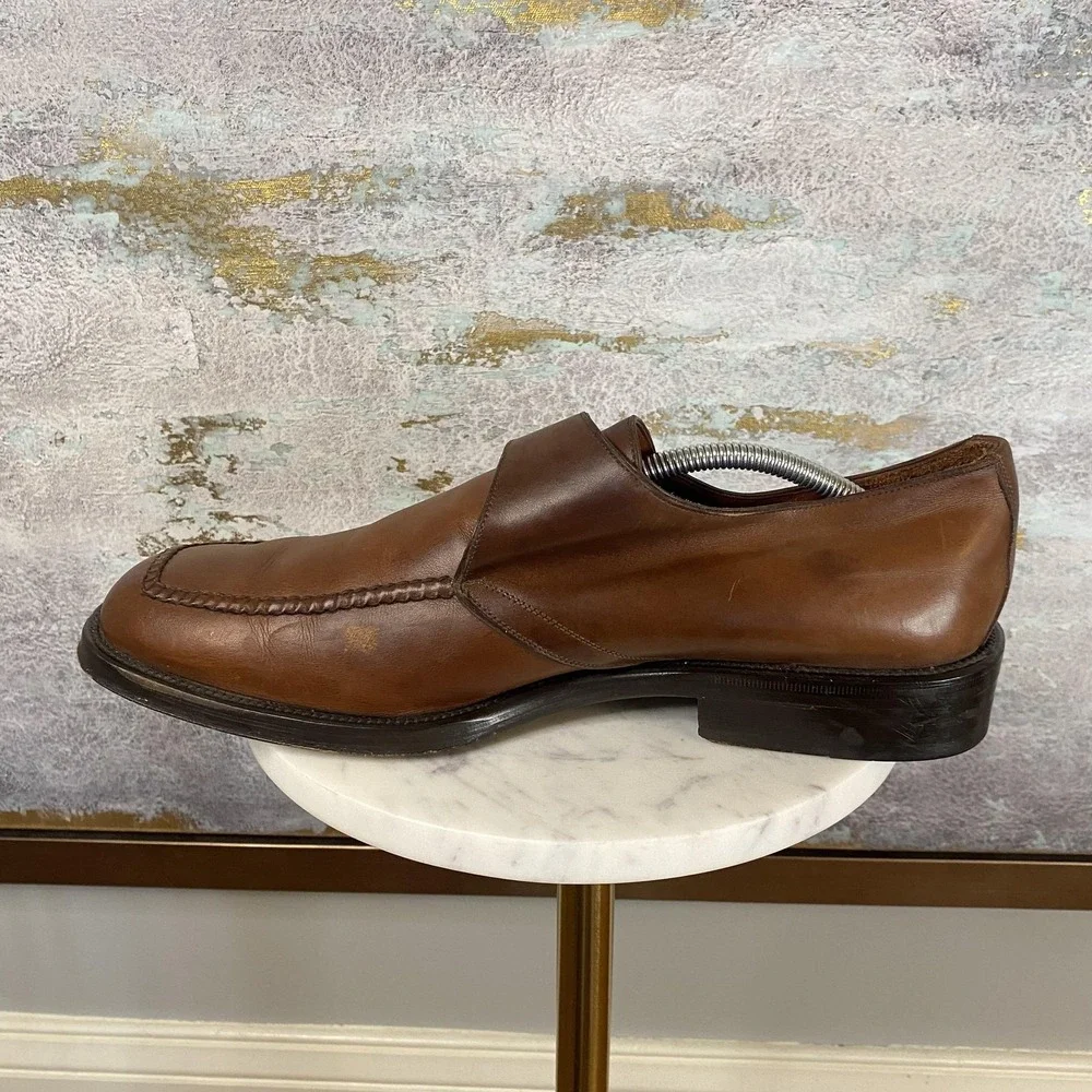 Cole Haan City Shoes Mens Size 12 D Brown Leather Monk Strap Loafers Dress